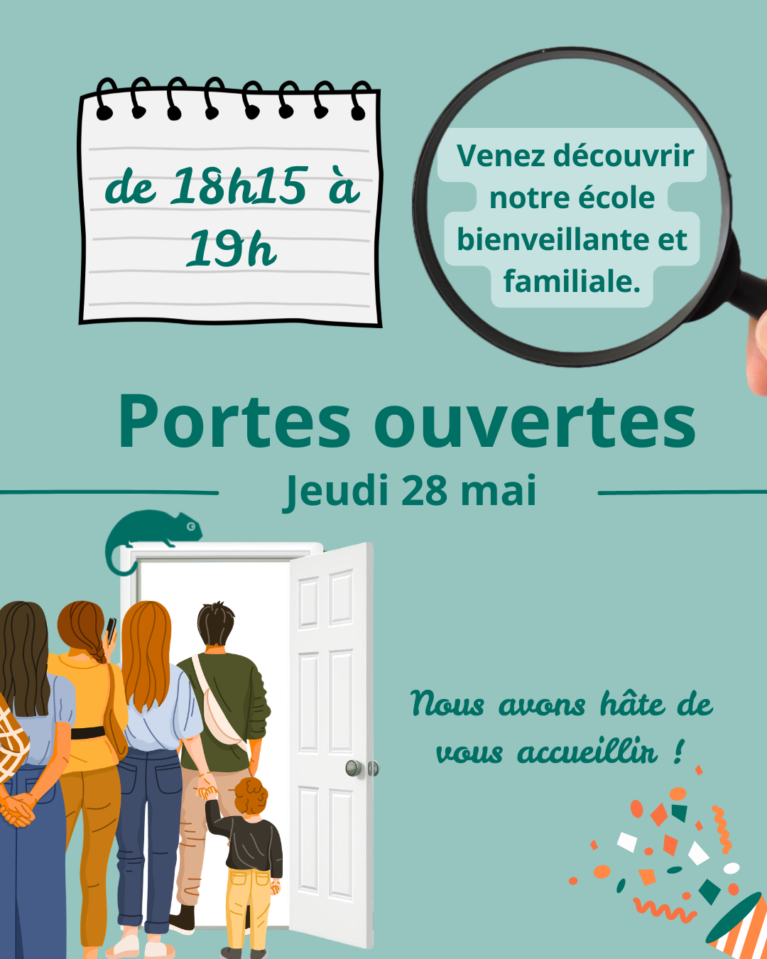 Portes ouvertes Lyon le jeudi 28 mai de 18h15 à 19h.